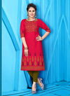SAIRA Sunehri Latest Fancy Designer Printed Ethnic Wear Printed Slub Cotton With Nack Embroidery Work Kurti Collection